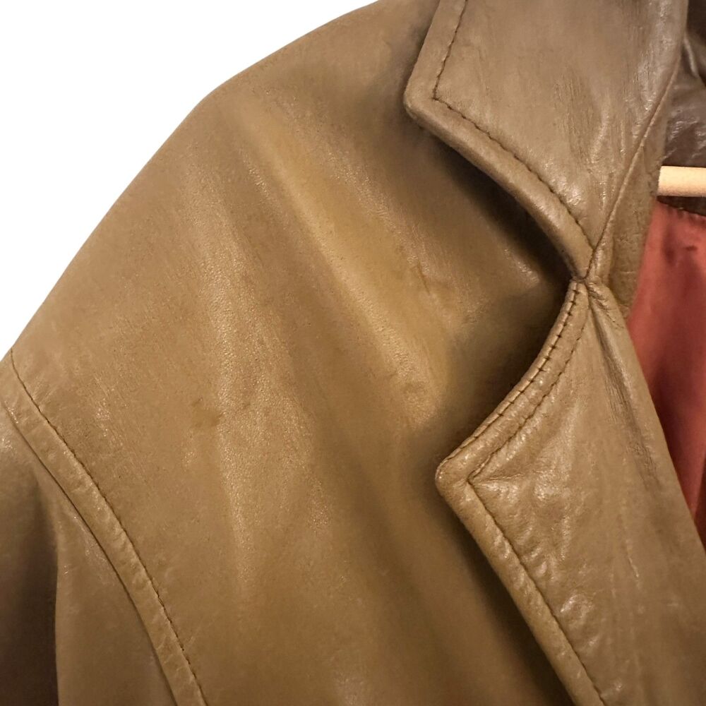Ann Taylor Vintage 1980s Brown Soft Leather V-Neck Jacket Shoulder Pads – Size 8 - Picture 4 of 9